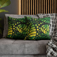 Green and Yellow Batik Leaves Pillowcase