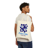 Pura Vida Costa Rica Blue Hibiscus Canvas Tote Bag