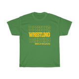 Wrestling Michigan in Modern Stacked Lettering