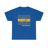 Wrestling Wyoming in Modern Stacked Lettering