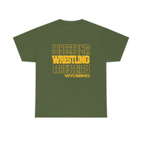 Wrestling Wyoming in Modern Stacked Lettering