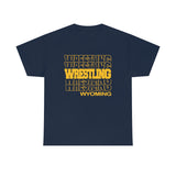 Wrestling Wyoming in Modern Stacked Lettering