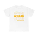 Wrestling Wyoming in Modern Stacked Lettering