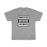 Educated Motivated Vaccinated Text Block