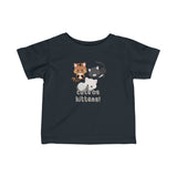 Cute as Kittens with Three Kitty Cats Baby Infant Toddler Tee Shirt for Boys or Girls