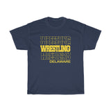 Wrestling Delaware in Modern Stacked Lettering