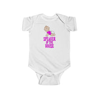 Funny Speaker of the House Pink Text Baby Onesie Infant Toddler Bodysuit for Boys or Girls